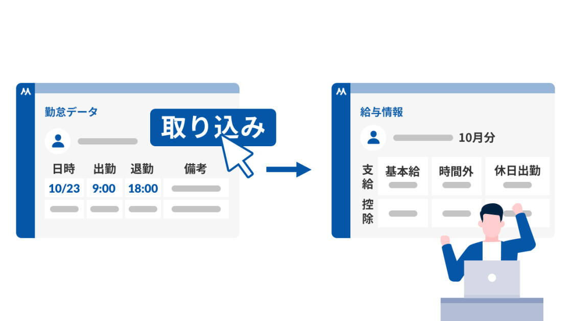 ボタン1つで勤怠データを連携給与計算もスムーズに